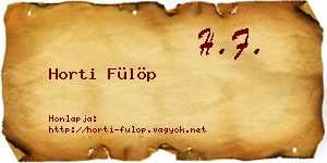 Horti Fülöp névjegykártya